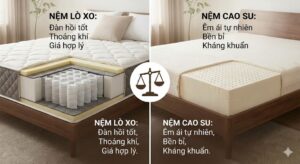 So Sánh Nệm Lò Xo và Nệm Cao Su