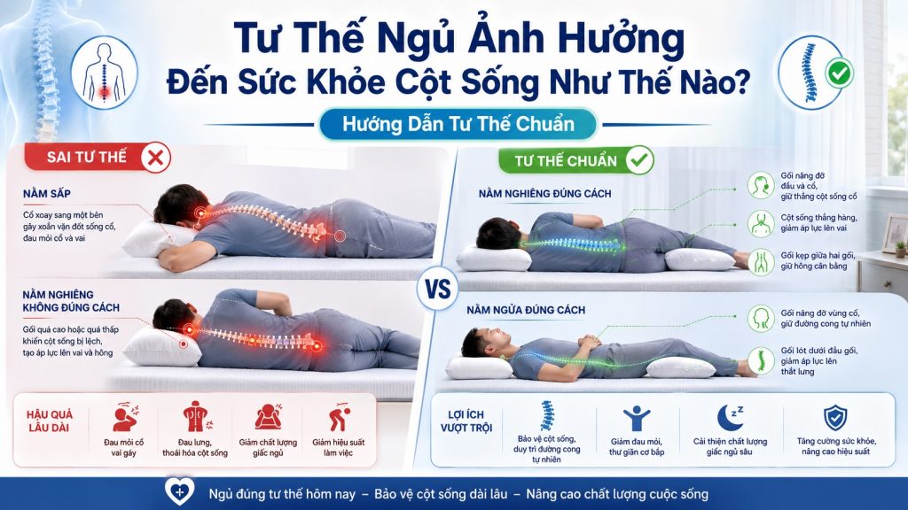 Tư Thế Ngủ Ảnh Hưởng Đến Sức Khỏe Cột Sống Như Thế Nào