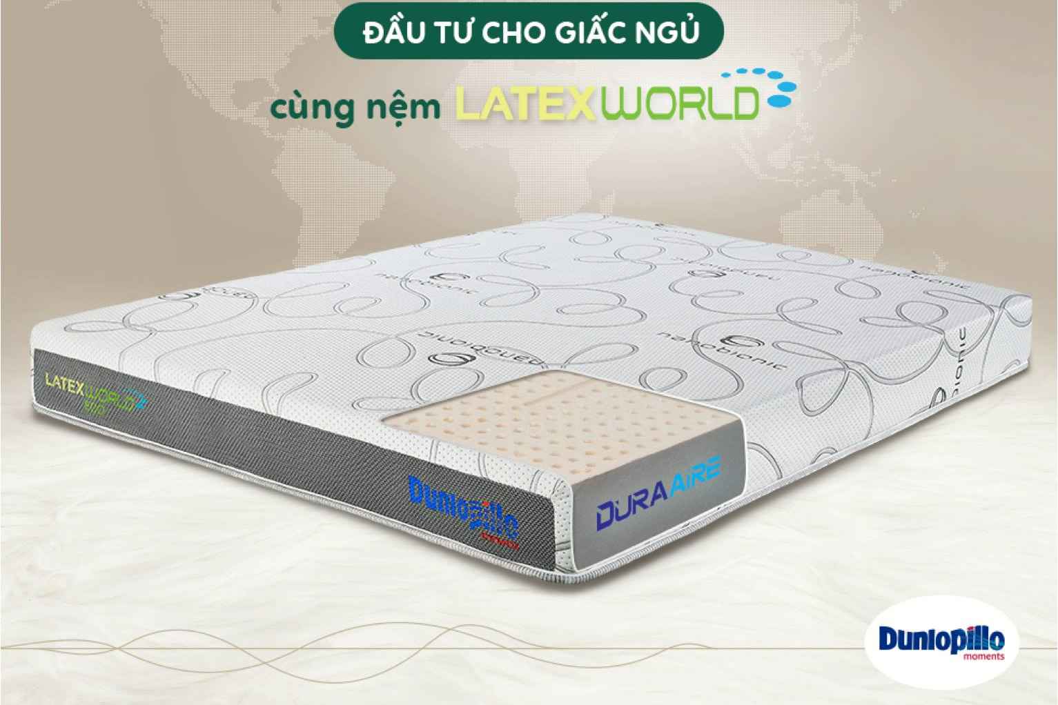Nệm cao su thiên nhiên Dunlopillo Latex World Eco