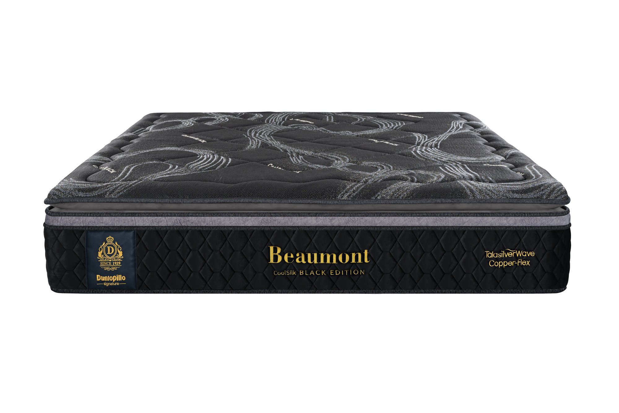 Nệm lò xo cao cấp Dunlopillo CoolSilk Black Beaumont 38cm – mặt chính diện Nệm lò xo cao cấp Dunlopillo CoolSilk Black Beaumont 38cm – mặt chính diện