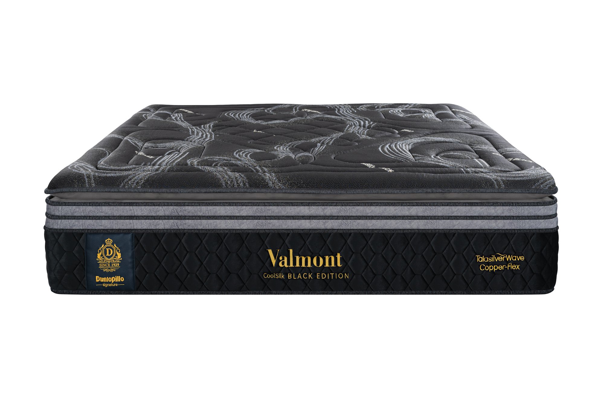 Nệm lò xo cao cấp Dunlopillo CoolSilk Black Valmont 42cm – mặt chính diện Nệm lò xo cao cấp Dunlopillo CoolSilk Black Valmont 42cm – mặt chính diện