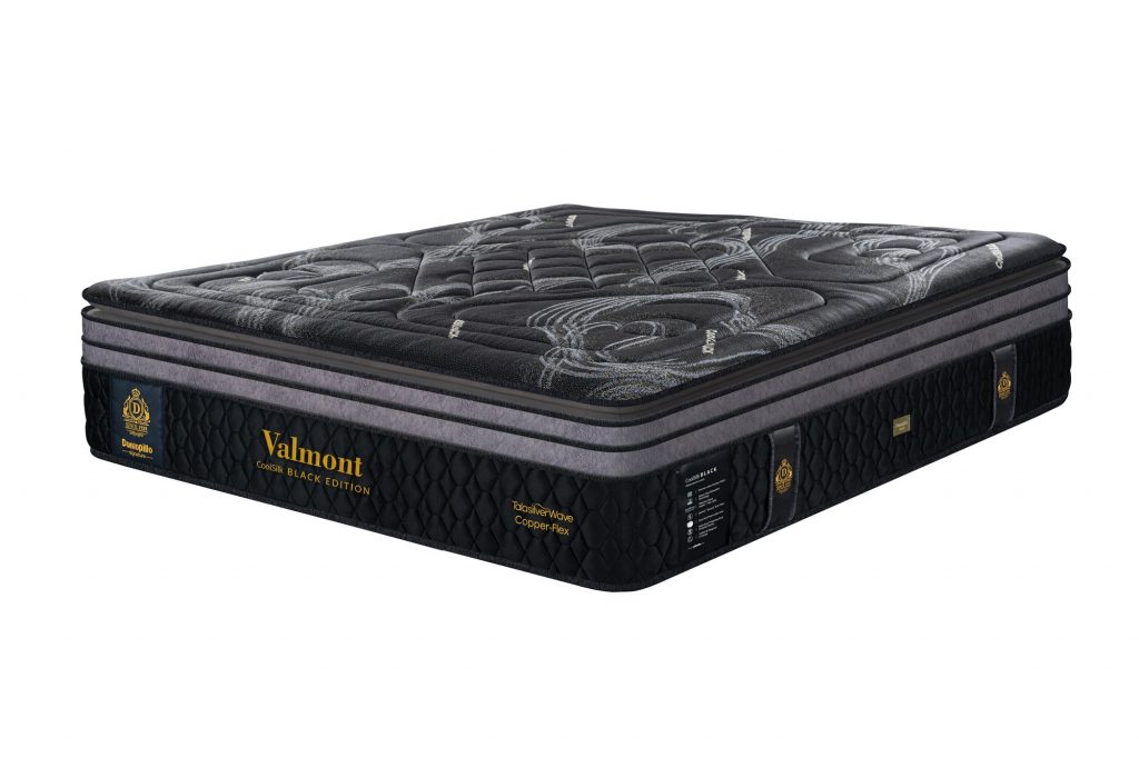 Nệm lò xo cao cấp Dunlopillo CoolSilk Black Valmont 42cm – góc nghiêng phải