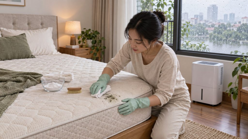 Xử lý nệm bị mốc trong phòng ngủ mùa nồm ẩm