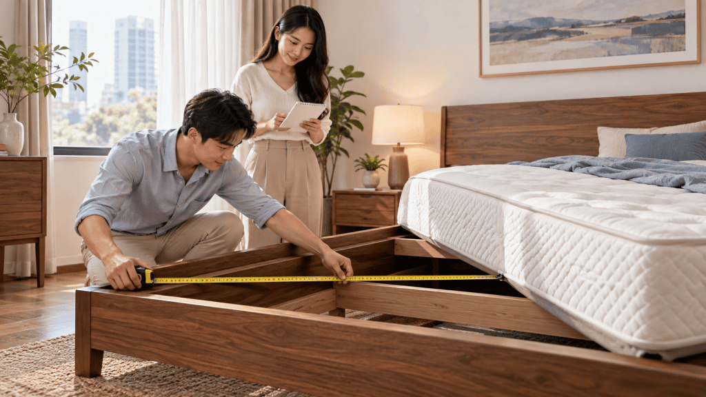 Đo lọt lòng khung giường trước khi chọn kích thước nệm